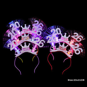 Feliz Año Nuevo Corona Digital Diadema brillante <span class=keywords><strong>Aro</strong></span> para el cabello LED Accesorios <span class=keywords><strong>de</strong></span> fiesta <span class=keywords><strong>de</strong></span> Nochevieja Bandas para el cabello <span class=keywords><strong>de</strong></span> fibra óptica intermitente - Product Image 1