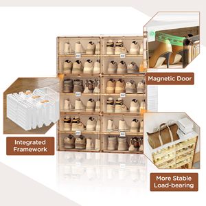 Portable Eco-Friendly Folding Square Shoe Rack Organizer for Closet Entryway Large <strong>Plastic</strong> Storage <strong>Bins</strong> <strong>Lids</strong> 10 Tiers 40 Pairs - Product Image 6