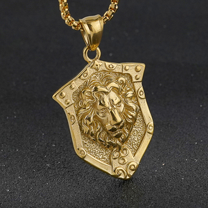 Collar de Acero Inoxidable con Colgante de Escudo de León, Estilo Hip Hop, Punk, para Hombre, Joyería Masculina - Product Image 5