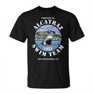 T-Shirt Alcatraz Swim Team 2021, San Francisco Ca Shark Design, unisexe, col ras du cou, manches courtes - Product Image 3