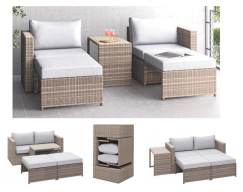 PE Rattan 3 Pieces <strong>Rising</strong> <strong>Table</strong> Dining Patio <strong>Garden</strong> KD Sofa Outdoor <strong>Furniture</strong> Set Rattan <strong>Garden</strong> Outdoor <strong>Furniture</strong> - Product Image 6