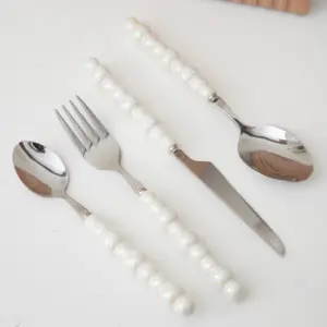 Household Knife Fork Spoon Four Piece Ceramic Pearl handle Stainless Steel Cutlery set