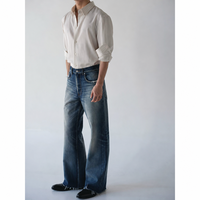 Jean Homme Baggy Wide Leg Taille Moyenne Vintage Délavé Fabricant Vente en Gros