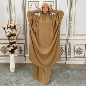 2 piece 10 Colors Latest Nida Abaya Two Piece Pleated Cuff Jilbab Prayer Set Abayas Simple Daily Casual Wear