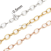 Chaîne à maillons en O non soudés vendue au mètre, chaîne croisée en acier inoxydable pour collier, fabrication de bijoux DIY, chaîne pour pendentif