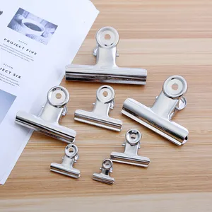 Gangqiang Factory Promotional Stationery Ticket Office Clips Paper Document Ticket Silver Color Bulldog Clip Stainless Steel Clamp