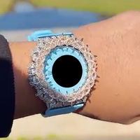 Boîtier de montre GA2100 Hip Hop G-Shock de luxe, testé au diamant, avec lunette et boîtier sertis de moissanite VVS, style bijoux glacés