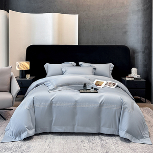 Parure <span class=keywords><strong>de</strong></span> <span class=keywords><strong>lit</strong></span> <span class=keywords><strong>de</strong></span> luxe en coton 100 % longues fibres, style hôtelier, 4 pièces, housse <span class=keywords><strong>de</strong></span> couette, broderie minimaliste, textile <span class=keywords><strong>de</strong></span> maison - Product Image 5