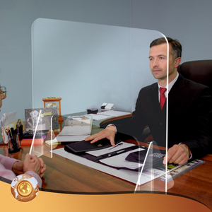 Custom Size Clear Transparent Protective Acrylic Cashier Sneeze Guard With Legs - Product Image 2