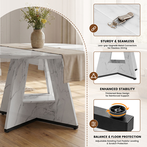 Mesa de Comedor Redonda Moderna con Estante de Almacenamiento de Dos Niveles, Resistente al Agua y a los Arañazos, para 4-6 Personas, Uso Doméstico - Product Image 3