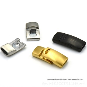Toptan paslanmaz çelik 316L titanyum dikdörtgen düz manyetik toka Snap düğmesi DIY takı bilezik kordon aksesuarları - Product Image 2