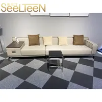 Moderno simples quadro de madeira conjunto de sofá de couro, moderno
