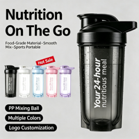 Bouteille de sport portable en PP de 500 ml, mélangeur de protéines, anti-fuite, logo personnalisé, livraison directe d'usine