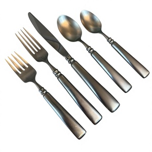 Juego de cubiertos plateados de 5 piezas, hechos a mano, con cuchara, tenedor y cuchillo, juego de cubiertos elegantes más vendidos para restaurantes, reutilizables. - Product Image 1