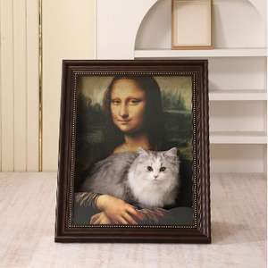 Mona Lisa inspiré la peinture à l'huile tridimensionnelle nid de chat cadre photo remplaçable planche à gratter pour chat arbres à chat grattoir - Product Image 1