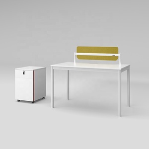 Qualité taille Standard Double face Tube rond jambe métal meubles cadre plusieurs employés Simple bureau travail Table blanche - Product Image 3