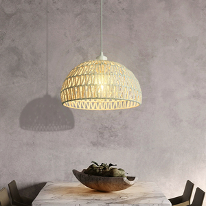 Lustre suspendu <span class=keywords><strong>lampe</strong></span> tricoté à la main tressé maison salon chambre décor <span class=keywords><strong>rotin</strong></span> corde <span class=keywords><strong>osier</strong></span> <span class=keywords><strong>bambou</strong></span> pendentif luminaire plafond - Product Image 1