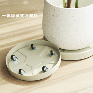 Plateau rond en plastique pour pot de fleurs de 20 cm, support avec roulettes cachées et rainures <span class=keywords><strong>sur</strong></span> le dessus - Product Image 6