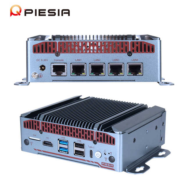 4 Lan Pfsense Firewall Mini PC Intel 12th Gen N150 N305 1*DDR5 4*USB 1*RJ45 1*SIM Card X86 Din Rail Fanless Industrial Mini PC
