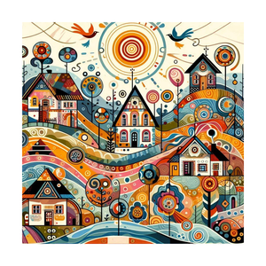 Bộ tranh thêu chữ thập Cartoon Town 40x40CM/15.74 inch, tự làm, 11CT/14CT, thêu đầy đủ, hàng mới về, tranh treo - Product Image 1