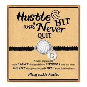 Takım sporları parti iyilik, antrenör, kıdemli voleybol & mektup dilek bilezikler spor baskı bilezikler-"asla bırakma; Voleybol" - Product Image 5