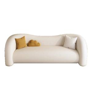 Sofá Curvo Crema de Forma Semicircular con Relleno de Espuma para Sala de Estar, Área de Descanso, Diseño Minimalista - Product Image 3