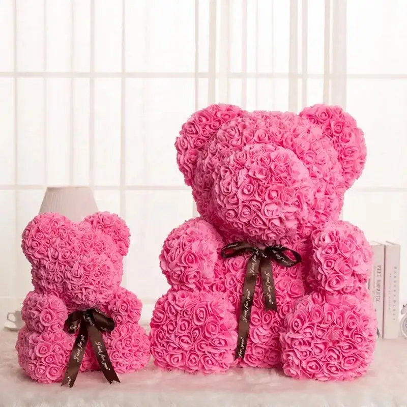 Hflora-osito de peluche del Día de San Valentín, Rosa preservada, el mejor precio, oso de flores de 40Cm Con caja para regalo del Día de San Valentín 2022