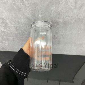 Us Warehouse 12Oz Clear Double Wall Snow Globe <b>Plastic</b> for Kids Pre Drilled Soda Beer Coffee Water Acrylic Tumbler Can <b>Cup</b> - Product Image 3