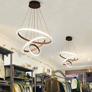 Per la casa decorativo moderno soggiorno Hotel <span class=keywords><strong>cerchio</strong></span> pendente Design 3 anello acrilico <span class=keywords><strong>lampadario</strong></span> a Led di lusso - Product Image 2