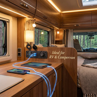 Prise de courant étanche 3 trous pré-câblée de qualité marine avec chargeur USB à charge rapide QC3.0 12V/24V pour VR, bateau, camion, camping-car, SUV