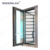 Rogenilan, ventanas de aluminio de ahorro de energía personalizadas con pantallas de barra de seguridad, ventanas abatibles con aislamiento de vidrio templado