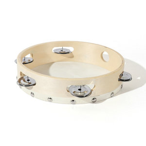 Đàn tambourine gỗ trơn họa tiết tùy chỉnh 10 inch, đồ chơi nhạc cụ cho trẻ em, bán buôn - Product Image 4
