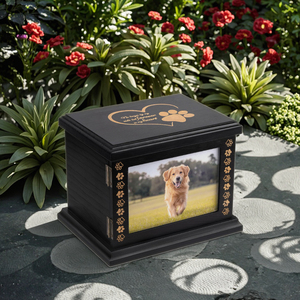 Urna Moderna de Luxo Grande em Madeira Feita à Mão para Memória de Animais de Estimação com Porta-Retrato, Formato Retangular, Recurso de Segurança para Cinzas de Gato - Product Image 2