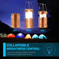 Lanterne de camping d'urgence étanche à 3 piles AA pour survie en cas d'ouragan, mini, portable, suspendable, pliable, LED, pour la pêche
