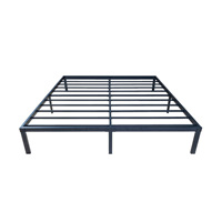 Nouveau design, montage facile, cadre de lit Queen Size noir, lit double en métal pour chambre à coucher, hauteur de 14 pouces