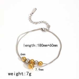 Collier chaîne à perles tendance, bracelets personnalisés, ensemble de bijoux en acier inoxydable avec perles de couleurs mélangées simples - Product Image 5