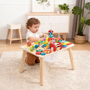 Tavolo Attività Multisensoriale in Legno Tutto in Uno, Giocattolo Educativo Montessori per Bambini, Apprendimento Precoce e Allenamento della Motricità Fine - Product Image 2