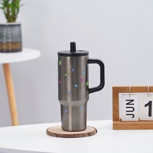 Gobelet isotherme de voyage pour voiture 24oz 720ml, tasse à double paroi avec couvercle et paille antidérapante pour le bureau - Product Image 2