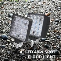 Lampe de conduite étanche 4 pouces 48W en aluminium pour SUV Offroad Boat 4x4 4WD Auto Exterior Lighting 16 LED Work Light