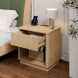 Modern Wood Nightstand with 2 Drawers Outlet & USB Port Eco-Friendly Durable Design for Hotels & <b>Small</b> Spaces - Product Image 1