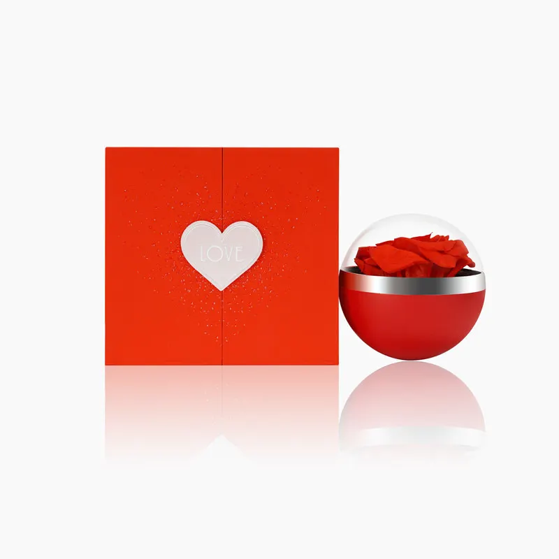 Scatola regalo personalizzata di san valentino vuota fiore eterno regalo rosso doppio ascensore con confezione regalo a mano