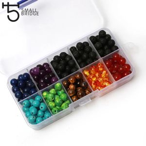 Kit de Cuentas de Piedra de <span class=keywords><strong>Lava</strong></span> Natural de 8mm, 7 Chakras, para Fabricación de Joyería, Accesorios <span class=keywords><strong>DIY</strong></span>, Cuentas Coloridas al por Mayor, 200 Piezas/Juego - Product Image 5