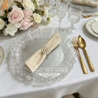 Assiette de présentation en verre transparent gaufré de luxe pour mariage et événements