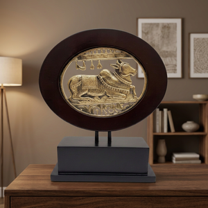 Escultura de Nandi de Latón de Lujo, Hecha a Mano, Arte Metálico en Relieve, Set de Regalo Decorativo - Product Image 3