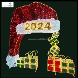 Guirlandes lumineuses du Nouvel An, grandes, imperméables, pour extérieur, chapeau de Père Noël, décorations de Noël lumineuses. - Product Image 2