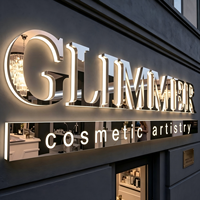Nouvelle sortie : Enseigne LED haut de gamme en acier inoxydable satiné avec lettres rétroéclairées pour bars, salons de beauté et centres commerciaux