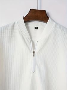 Oferta <span class=keywords><strong>de</strong></span> Verano: Conjunto Casual <span class=keywords><strong>de</strong></span> 2 Piezas <span class=keywords><strong>para</strong></span> <span class=keywords><strong>Hombre</strong></span>, Nuevo Traje Juvenil con Cuello Waffle, Cremallera y Pantalones Cortos <span class=keywords><strong>de</strong></span> Manga Corta en Color Liso <span class=keywords><strong>de</strong></span> Punto - Product Image 5