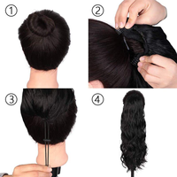 Extensions de cheveux naturels Remy européens, longs et bouclés, en queue de cheval, avec pince à griffes et cordon de serrage, anti-emmêlement, couleur personnalisable, direct usine