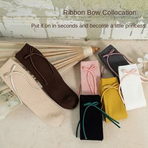 Nuevos calcetines <span class=keywords><strong>de</strong></span> tripulación sexy <span class=keywords><strong>de</strong></span> alta tripulación para niñas <span class=keywords><strong>de</strong></span> estilo chino Medias altas para niños con lazo <span class=keywords><strong>de</strong></span> color sólido vintage - Product Image 3