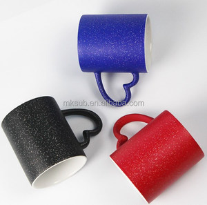 Mug en céramique ciel étoilé scintillant avec anse en forme <span class=keywords><strong>de</strong></span> cœur, <span class=keywords><strong>tasse</strong></span> à <span class=keywords><strong>café</strong></span> vierge pour sublimation pour couples - Product Image 1